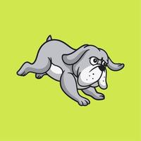 cartone animato disegno animale bulldog in esecuzione simpatico logo mascotte vettore