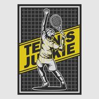 vintage poster design tennis drogato illustrazione retrò vettore