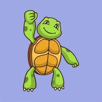 le tartarughe dal design animale dei cartoni animati hanno lavorato con un simpatico logo mascotte vettore