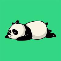 cartone animato disegno animale panda addormentato simpatico logo mascotte vettore
