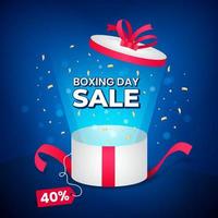 vendita di boxing day 26 dicembre con illustrazione di confezione regalo su sfondo astratto vettore