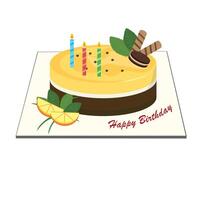 compleanno torta . compleanno festa elemento. piatto nel cartone animato stile isolato su bianca sfondo. vettore