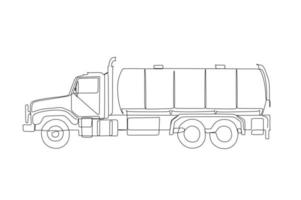 camion cisterna per il trasporto di materiale liquido continuo un disegno a tratteggio vettore