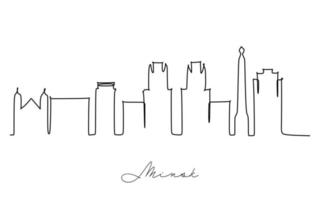 un disegno a tratteggio dello skyline della città di minsk, bielorussia. paesaggio storico della città nel mondo. la migliore decorazione della parete della destinazione delle vacanze. tratto modificabile alla moda linea continua disegnare disegno vettoriale illustrazione