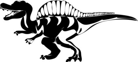 il illustrazioni e clipart. un' bianco e nero silhouette di un' Spinosaurus vettore