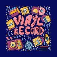 vinile disco concetto. colore illustrazione. vettore