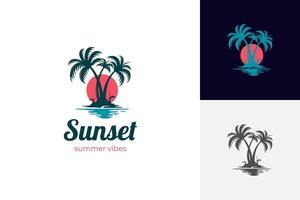 silhouette palma albero logo design. spiaggia estate vibrazioni logo illustrazione grafico modello vettore