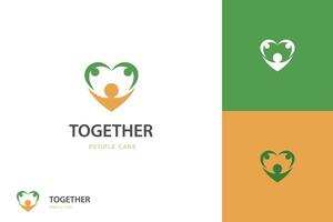 persone amore cura logo icona design per sociale aiuto, beneficenza e supporto concetto e contento vita logo simbolo vettore