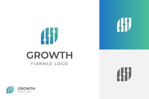 finanziario crescita su logo icona design con grafico e freccia combinato per economia, finanza elemento simbolo vettore