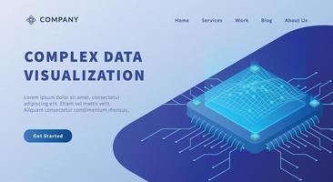 visualizzazione di dati complessi con onde geometriche per modello di sito Web o homepage di destinazione vettore