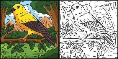 canarino uccello colorazione pagina colorato illustrazione vettore