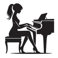 silhouette di un' femmina giocando il pianoforte vettore