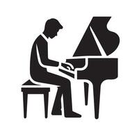 silhouette di un' uomo giocando il pianoforte vettore