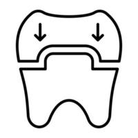 icona linea corona dentale vettore
