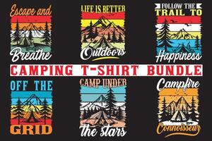 campeggio maglietta design pacchetto, campeggio t camicia design per Stampa su richiesta vettore