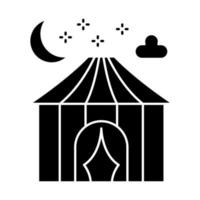 icona del glifo con tenda notturna vettore