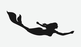 silhouette di un' bellissimo sirena nuoto, lato Visualizza. logo design. vettore