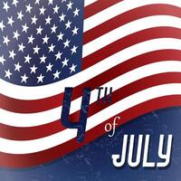 contento 4 ° di luglio unito stati indipendenza giorno celebrare bandiera con agitando americano nazionale bandiera e mano lettering testo design vettore