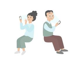 gli anziani utilizzando mobile Telefono. vettore