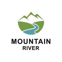 montagna fiume logo design concetto idea vettore