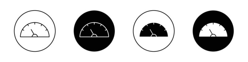 tachimetro icona impostare. alto pressione livello metro simbolo. accelerare alto velocità auto metro cartello. alto prestazione icona nel nero pieno e delineato stile. vettore