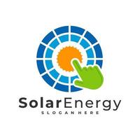 toccare il modello vettoriale del logo solare, concetti di design del logo dell'energia del pannello solare creativo