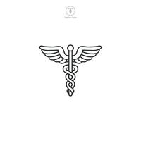 caduceo icona. medico o assistenza sanitaria tema simbolo illustrazione isolato su bianca sfondo vettore