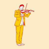 semplice cartone animato illustrazione di un' violinista 6 vettore