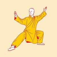 semplice cartone animato illustrazione di shaolin kung fu 4 vettore