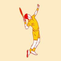 semplice cartone animato illustrazione di un' tennis giocatore 3 vettore
