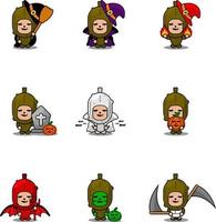 set di bundle di halloween del costume della mascotte in salamoia di verdure del personaggio dei cartoni animati di vettore