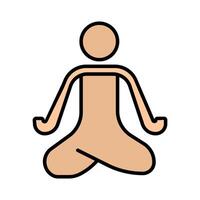 yoga icona. persona nel loto posa, meditazione, rilassamento, consapevolezza, Salute, fitness, calma, benessere, interno pace, spirituale. vettore