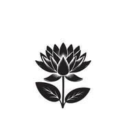 Ninfea fiore silhouette. Ninfea nero icona, Ninfea logo su bianca sfondo. vettore