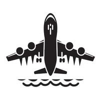 aereo silhouette. passeggeri aereo approdo, indietro davanti e parte inferiore visualizzazioni, aereo Jet sagome illustrazione icone vettore