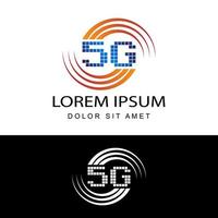 5g logo rete velocità circuito tecnologia illustrazione isolato su sfondo bianco, telecomunicazioni a banda larga wireless internet concept vettore