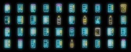 bevanda macchina icone impostato neon vettore