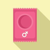 piatto design illustrazione di un' rosa preservativo involucro con femmina simbolo, su un' leggero sfondo vettore