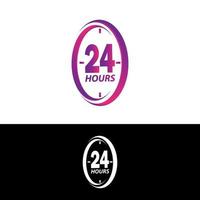 vettore moderno di progettazione del modello dell'illustrazione del logo del segno di servizio 24 ore su 24 in fondo bianco isolato