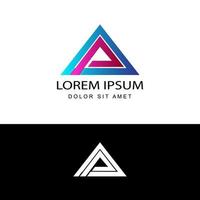 lettera iniziale un triangolo blu e viola logo moderno, logo di montagna modello di disegno vettoriale con sfondo isolato