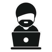 silhouette di persona Lavorando su il computer portatile vettore