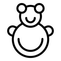 semplice nero e bianca linea disegno di un' allegro cartone animato orso icona vettore
