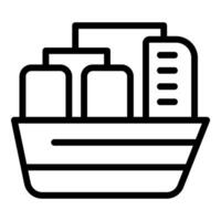 nero linea icona di un' carico nave, ideale per spedizione e la logistica temi vettore