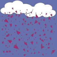 pioggia cuore rosa blu nuvola sfondo romanticismo rosa felice vettore