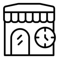 shopfront icona con orologio illustrazione vettore