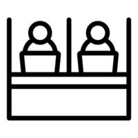ufficio opera icona con Due persone a banchi vettore