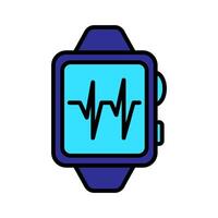 orologio intelligente impostato icona. blu guarda, nero battito cardiaco linea, indossabile tecnologia, fitness tracciamento, Salute monitoraggio, digitale dispositivo, moderno gadget. vettore