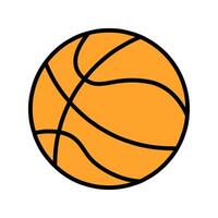 pallacanestro impostato icona. arancia sfera, nero linee, gli sport attrezzatura, gioco, concorrenza, ricreazione, squadra sport, atletico, all'aperto attività. vettore