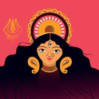 indiano religioso Festival Durga puja sfondo con dea Durga illustrazione vettore