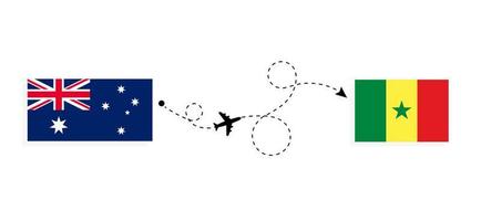 volo e viaggio dall'australia al senegal con il concetto di viaggio in aereo passeggeri vettore
