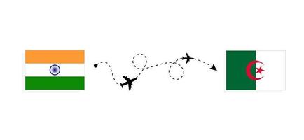 volo e viaggio dall'india all'algeria con il concetto di viaggio in aereo passeggeri vettore